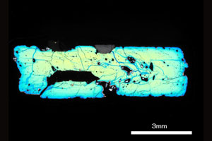 普通輝石の薄片（直交ニコル）