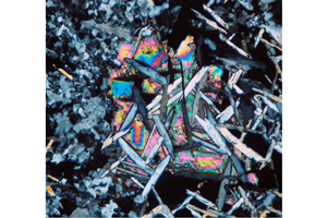 普通輝石の薄片（直交ニコル）。